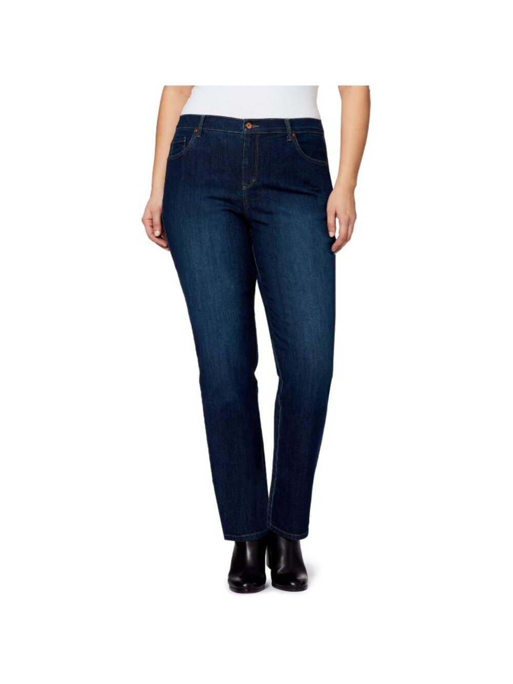Gloria Vanderbilt Plus Size 20W Amanda Jean Blue Tapered Leg 30" Inseam $52